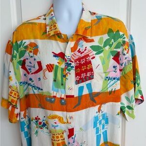 RARE Jams World Hawaiian Aloha Men’s Short Sleeve Shirt, XL, “Flora Dora” EUC